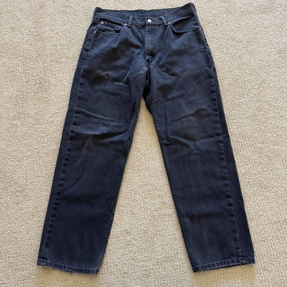 Levi's 505 Regular Fit Straight Leg Mens Jeans 36x32 Black Cotton Denim
